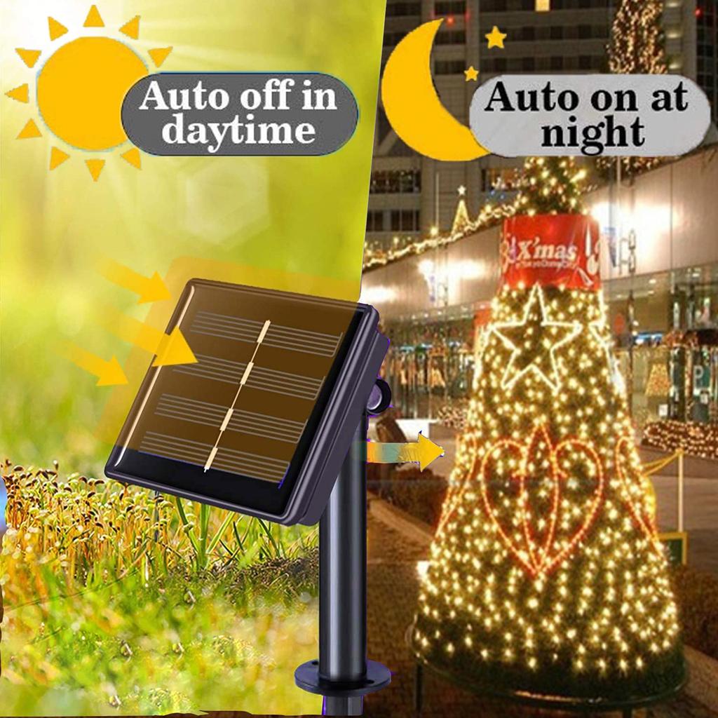 Clearhill Catena Di Luci Solari Per Esterno 6 M – 300 LED Bianco Caldo – 8 Modalità E Pannello Migliorato