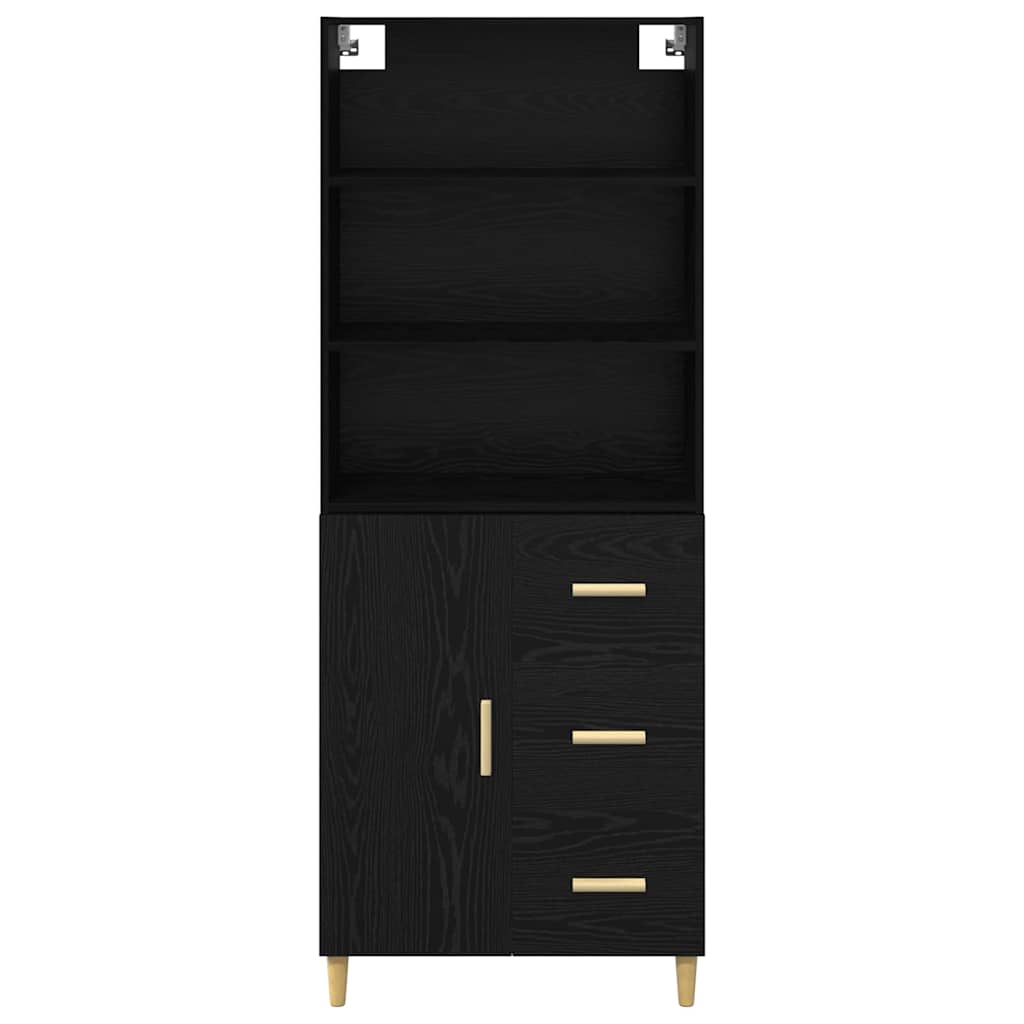 Highboard Black Oak Effect 69.5 x 32.5 x 180 cm