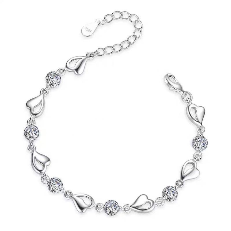Ocean Heart Blue, White & Purple Diamond Bracelet for Women - Niche Design Light Luxury Jewelry Set