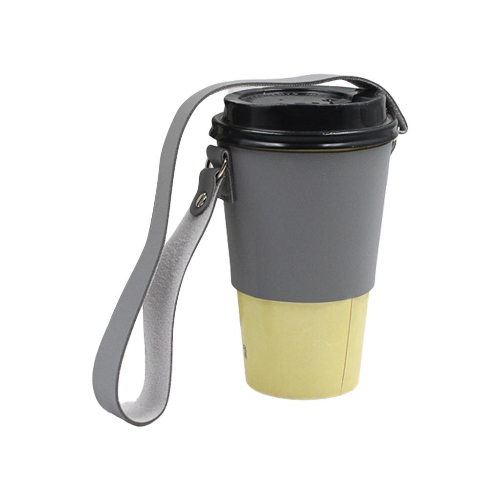 Coffee Cup Sleeves Reusable Leather Coffee Cup Holder With Handle Portable Insulated Drink Carrier For Beverage Drinks Boba Tea