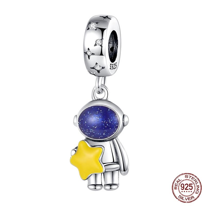 Copper Metal Trendy Fashion Glowing Spaceship Astronaut Bunny Planet Charm Bead Components Bead Components Compatible With Brand Authentic Original