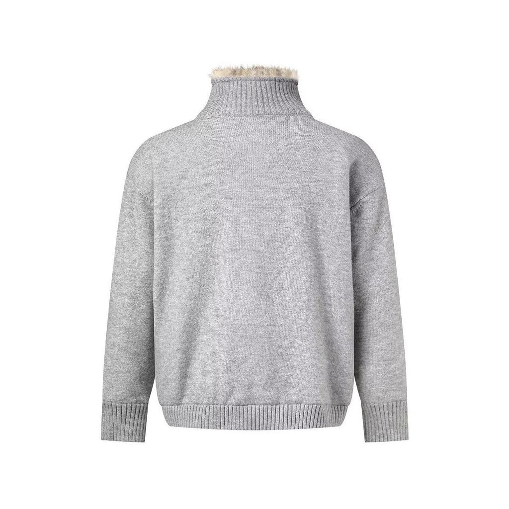 2026 Höst/Vinter Herrarbetsklädesstil Ståkrage Blixtlås Cardigan med Pälskrage