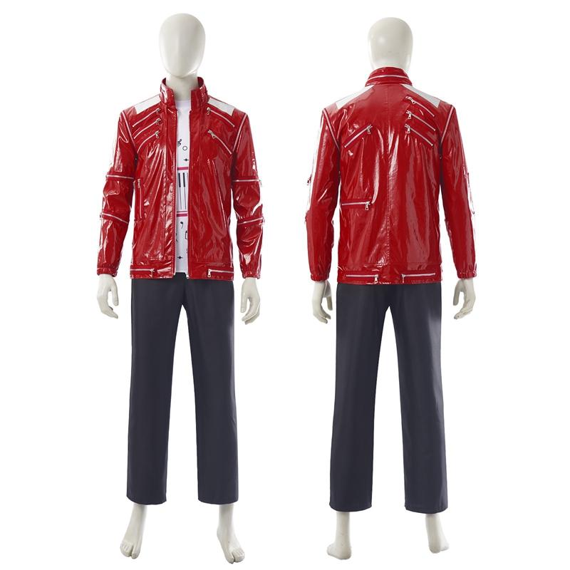 Film Michael MJ Beat It Jackson Kurtka Cosplay Imitatorzy Czerwona Skóra PU Punkowy Casualowy Płaszcz Spodnie Kostiumy Halloweenowe Sceniczne