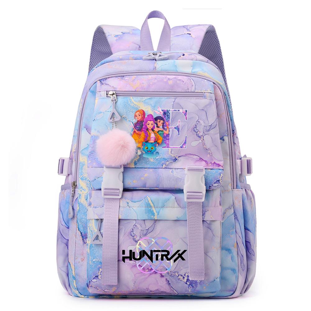 Cute Cartoon 26 English Letters Printed Backpack Schoolbag for Teenager Student Girl Boy Bookbag Large Capacity Waterproof Travel Bag Mochila