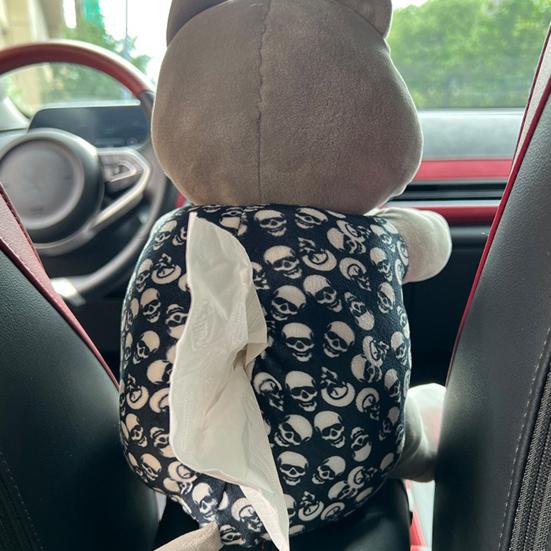 Cartoon Dog Car Trash Can with Storage Compartment Large-Capacity Multifunctional Creative Animal Tissue Box Decorative Organizer