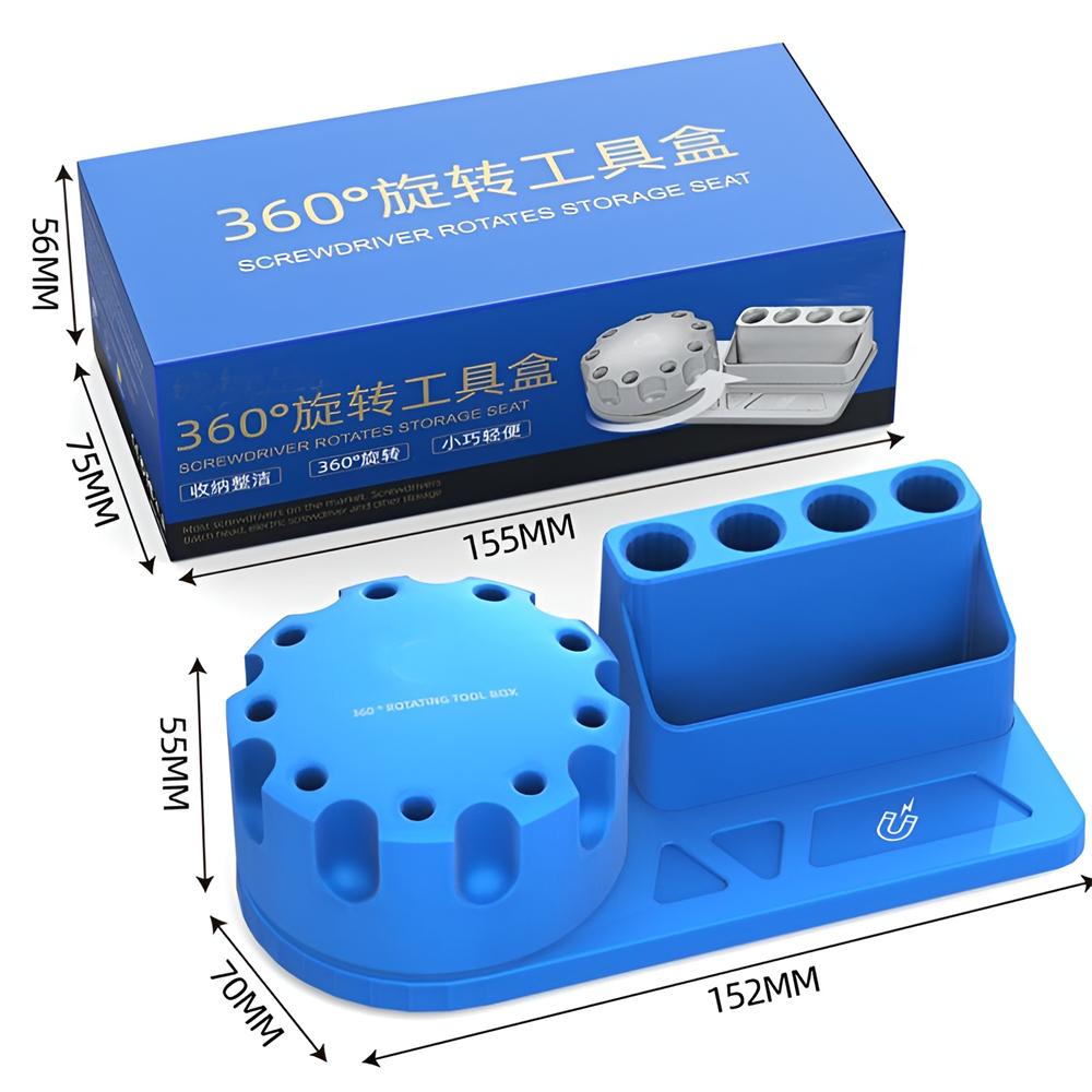 1pc Mobile Phone Repair Screwdriver Storage Rack 360 Degree Rotating Magnetized Parts Tool Box Hand Tool Set