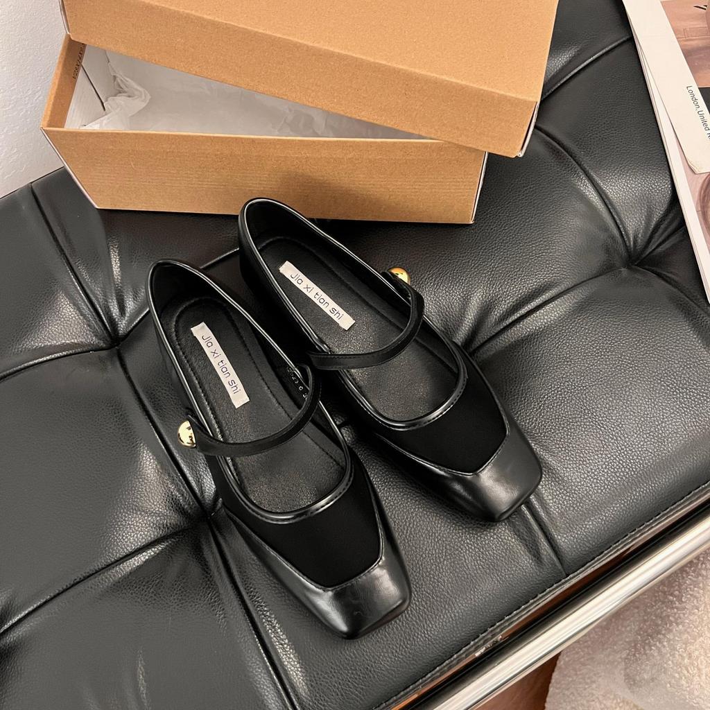 Fashion Delicate Belt Strap Ballet Shoes Woman Patchwork Mary Janes Loli Flats Square Toe Shallow Mocasines Mujer Brides Wedding Loafers