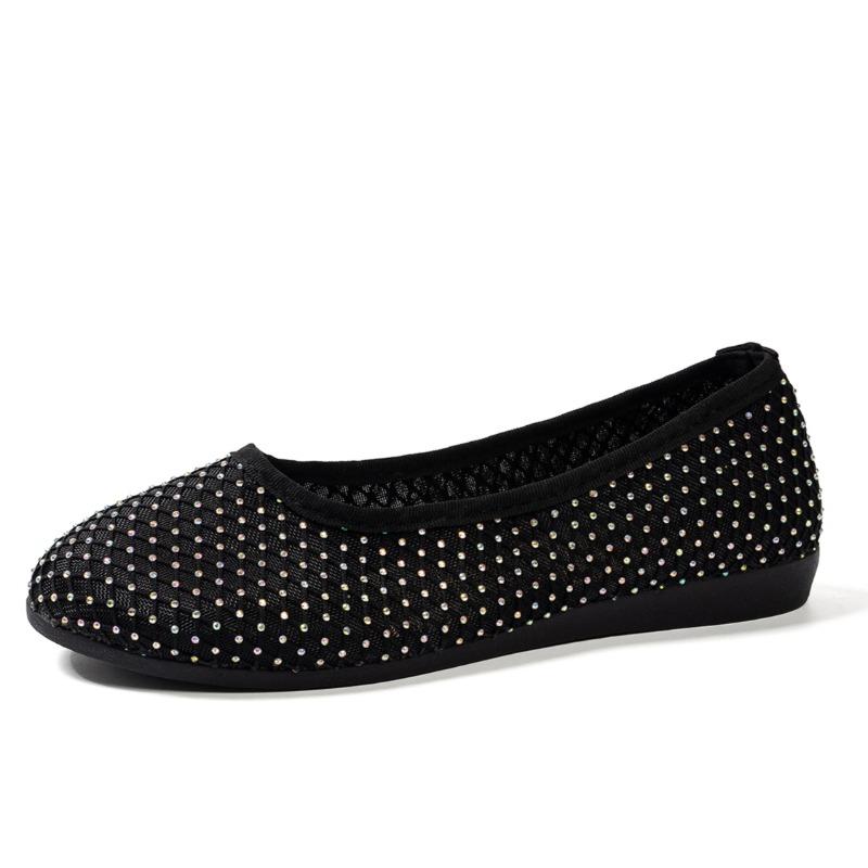 

Мода Женская Мода Балетки Весна Новые Круглый Носок Мелкий Вырез Тканевая Поверхность Бриллиант Мягкая Подошва Нескользящие Одинарные Туфли 43 чёрный