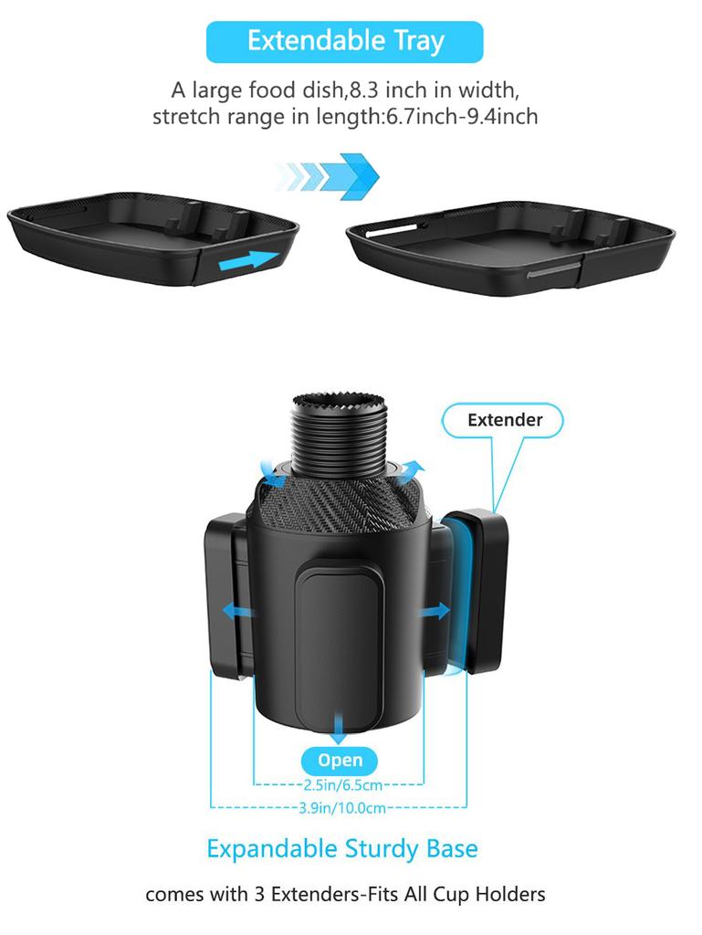 2 In 1 Car Cup Holder 360-degree Rotating Dining Tray Car Water Cup Holder Coffee Hamburger Storage Box Small Dining Table