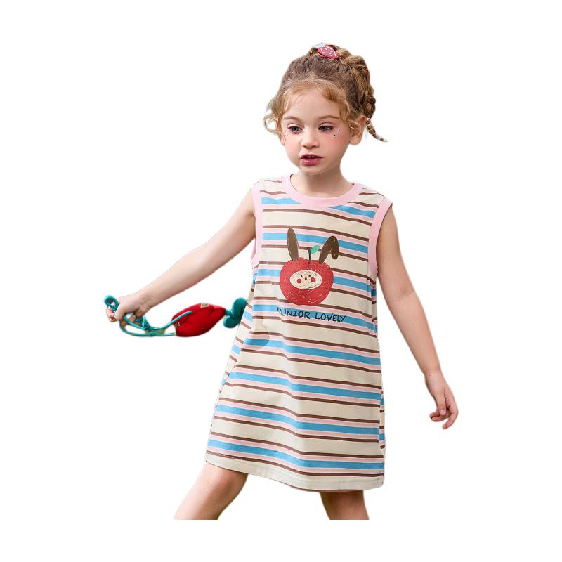 ASK JUNIOR Girls  Striped Sleeveless T-shirt Dress 120
