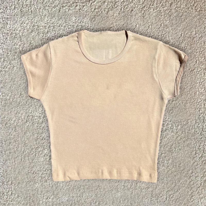 Summer new commuter solid color multi-color round neck simple slim-fitting printable T-shirt top women