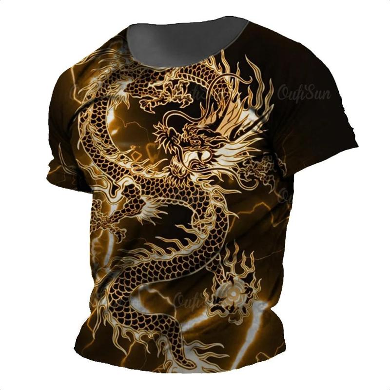 Awesome Cool Dragon Graphic T Shirt Men's Clothing Round Neck Short Sleeve T Shirts 3D Printed Personality Street Wear Tee Top