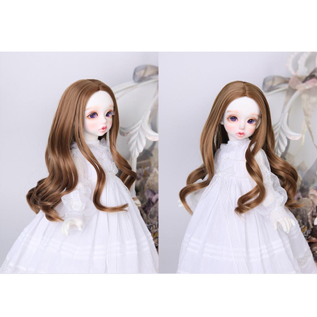 Fashion 25cm DIY Doll Wigs Long Curly Wavy High Temperature Wire Handmade Fluorescence Green