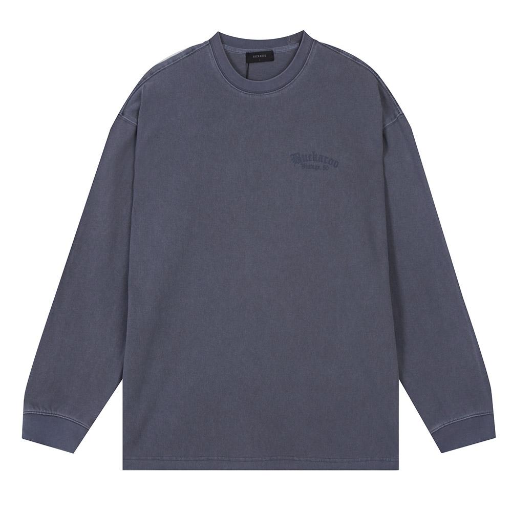 Burkeru Single Pig-Dyed Oversized Long Sleeve Tee Melange Navy Melange Navy_M