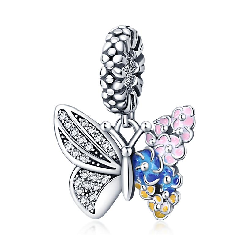 Sterling Silver S925 Sparking Dragonfly Butterfly Fit Original  Bracelet Necklace DIY Bead For Women Jewelry Making Gift