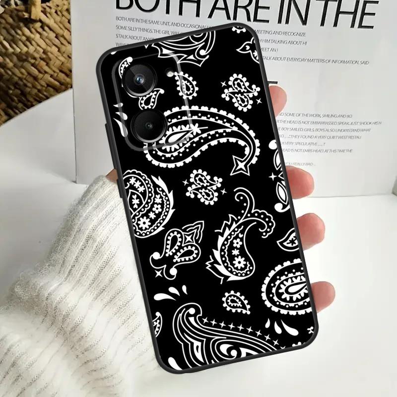 Black Bandana Paisley For Realme 15 10 11 12 13 14 Pro Plus C65 C67 C63 C61 C55 C51 C53 C35 C75 GT6 GT7 Pro Case