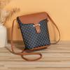 New simple casual rhombus embroidered oblique span mobile phone bag fashionable old flower contrasting color shoulder bag