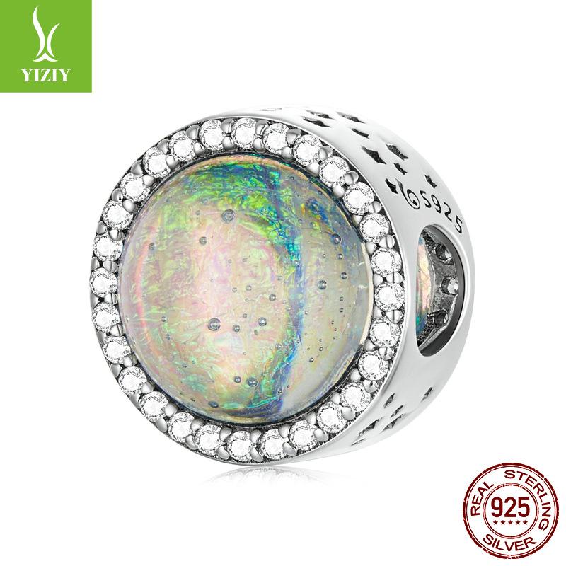 Wind S925 Silver Opal Bracelet Beaded, Retro Luxury Opal Diy Beads Loose Beads With