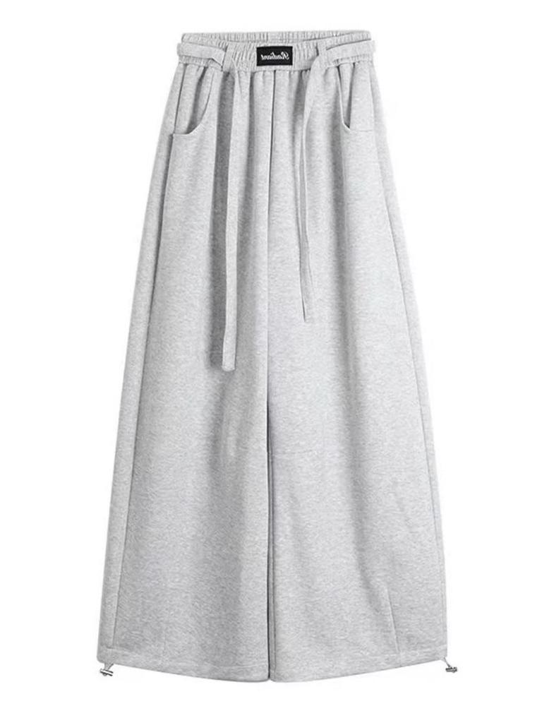 Unisex Retro Weite Beine Elastischer Bund Bodenlang Fließende Jogginghosen