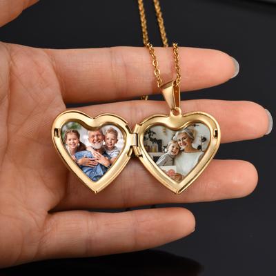 Stainless Steel Jewelry Custom Photo Frame Heart Locket Necklace Women Memory Romantic Love Pendant For Promise Keepsake Gift