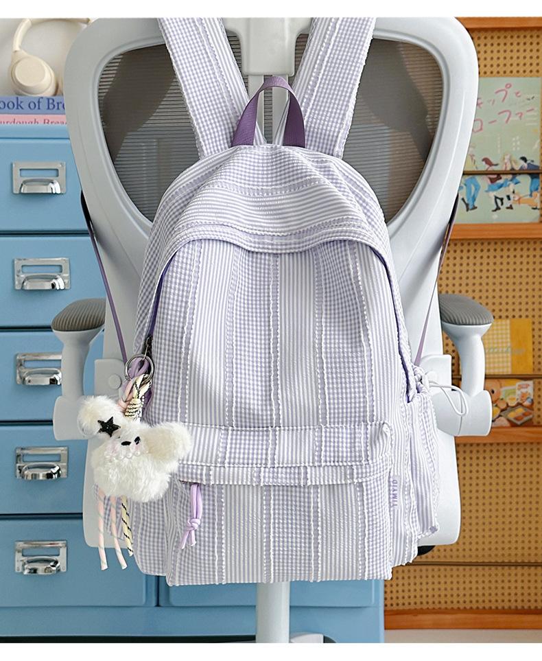 Schoolbag Korean Version Ins College Style Schoolbag for Female Junior High School Students Cute Small Fresh Backpack Large Capacity Casual Backpack