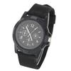 Electronic Analog Wrist Watch Round Nylon Strap Military Wristwatch (Black)