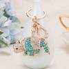 Keychain Pendant 3D Cartoon Rhinoceros Design Sparkling Rhinestones Inlaid Key Chain with Lobster Clasp Key Ring Bags Accessories