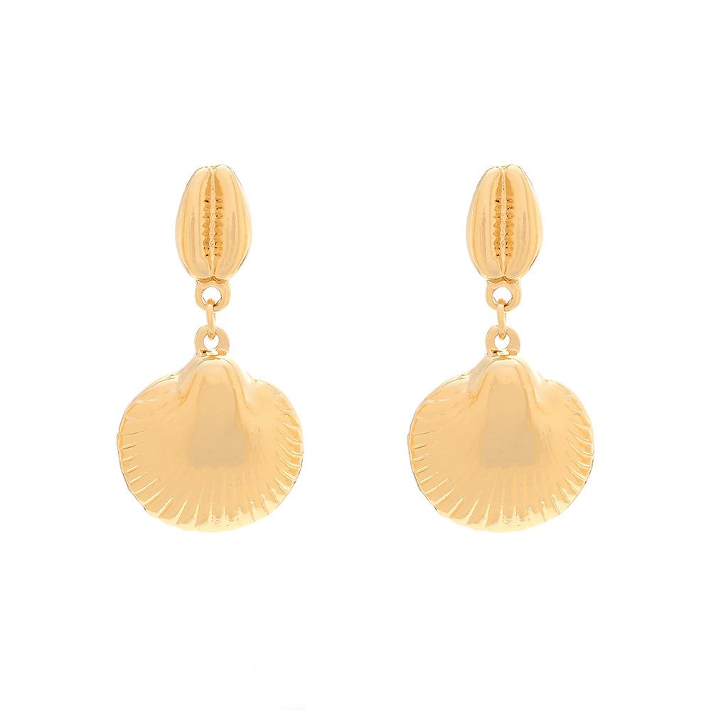 

DIGADAGU Alloy Beach Shell Geometric Dangle Earrings New Simple Retro Earrings Women s Party Zircon Accessories золотистий