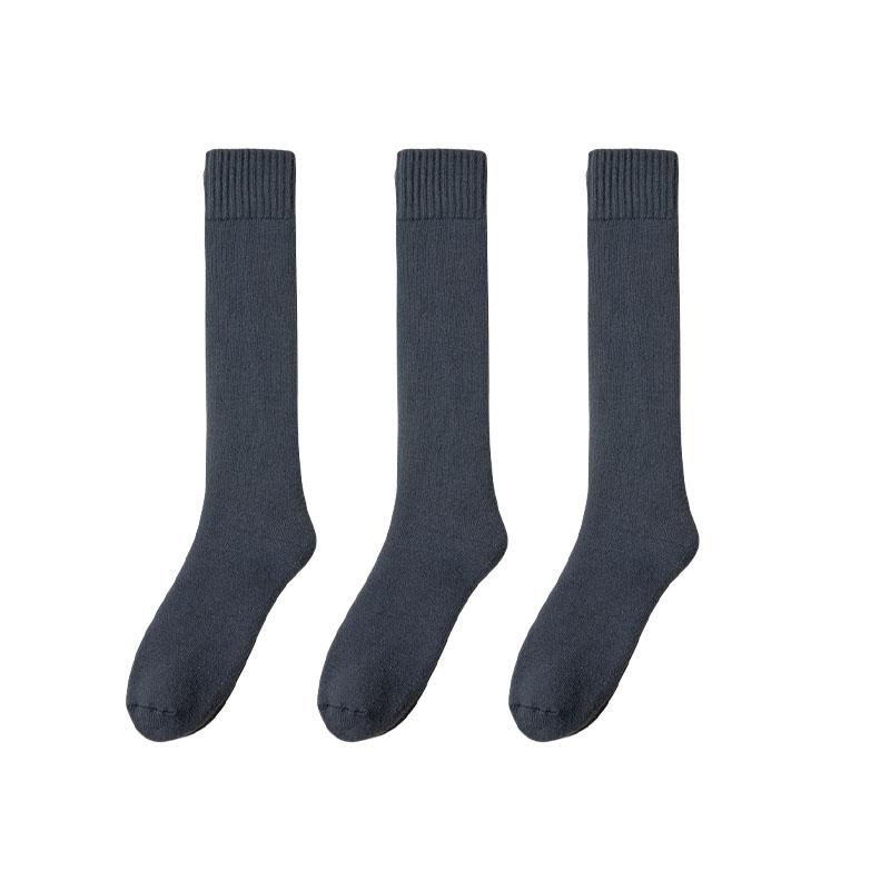 3 Pair Winter Thick Warm Men's Knee High Wool Socks High Quality Merino Wool Calf Socks Harajuku Retro Cashmere Snow Socks Men