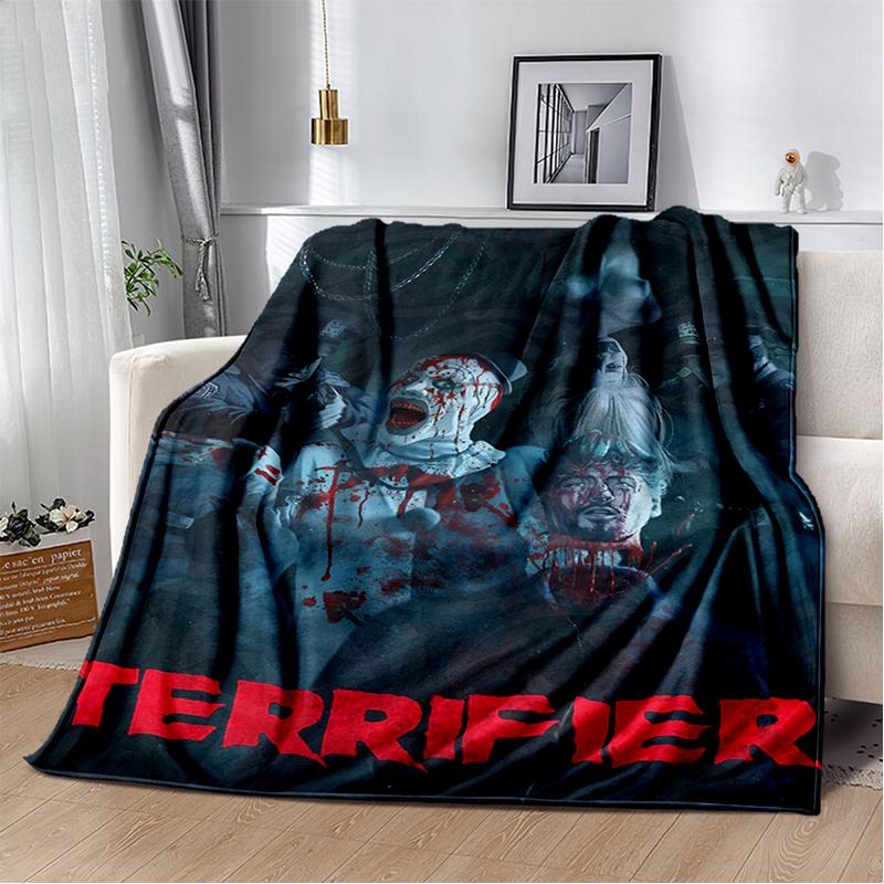 3D Terrifier 3 Horror Clown Movie Cartoon Soft Blankets,Throw Blanket Comfortable Blanket for Picnic Beds Sofa Home Kids Gifts