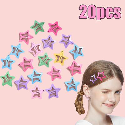 20Pcs Y2k Star Hair Clips Dopamine Colorful Metal Hairpin For Girl Side Barrettes Women Kids Daily Party Accessories Headwear