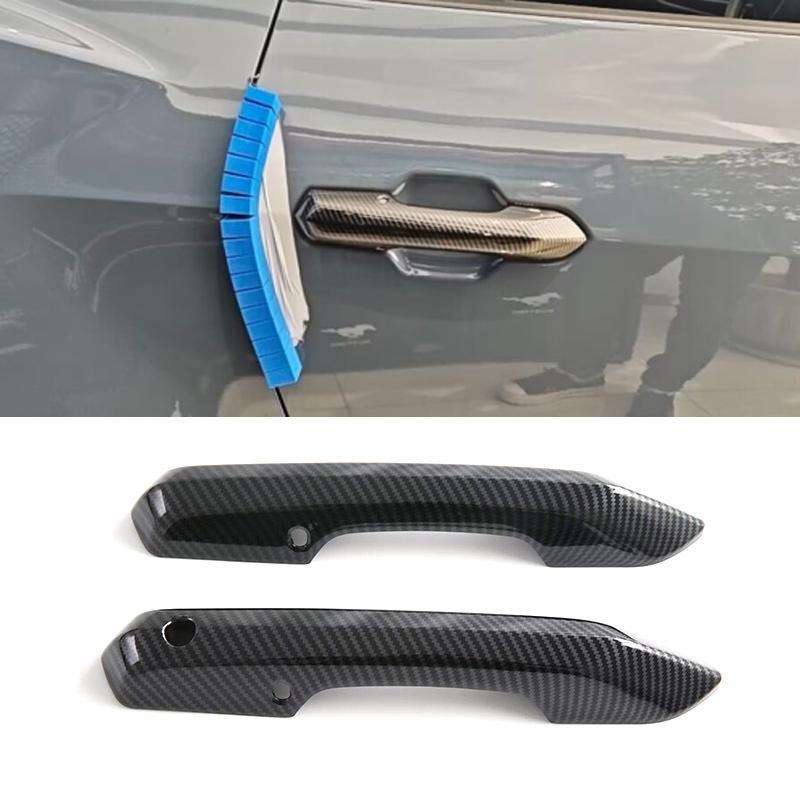 For Ford Mustang 2024 2025 ABS carbonfiber black Exterior Side Door Handle door Bowl sticker Cover Trim External accessories