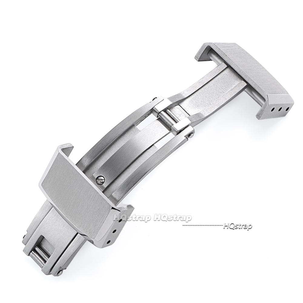 Stainless Steel Watch Buckle 16mm 18mm 20mm Double Click Butterfly Watch Clasp for Rubber Watch Strap Replacement Folding Buckle