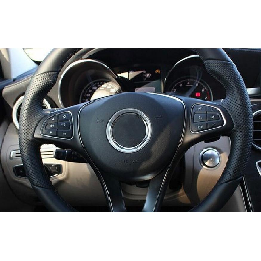 2016- Panel For Benz GLE GLS Steering Wheel Horn Ring Cover Silver Aluminum