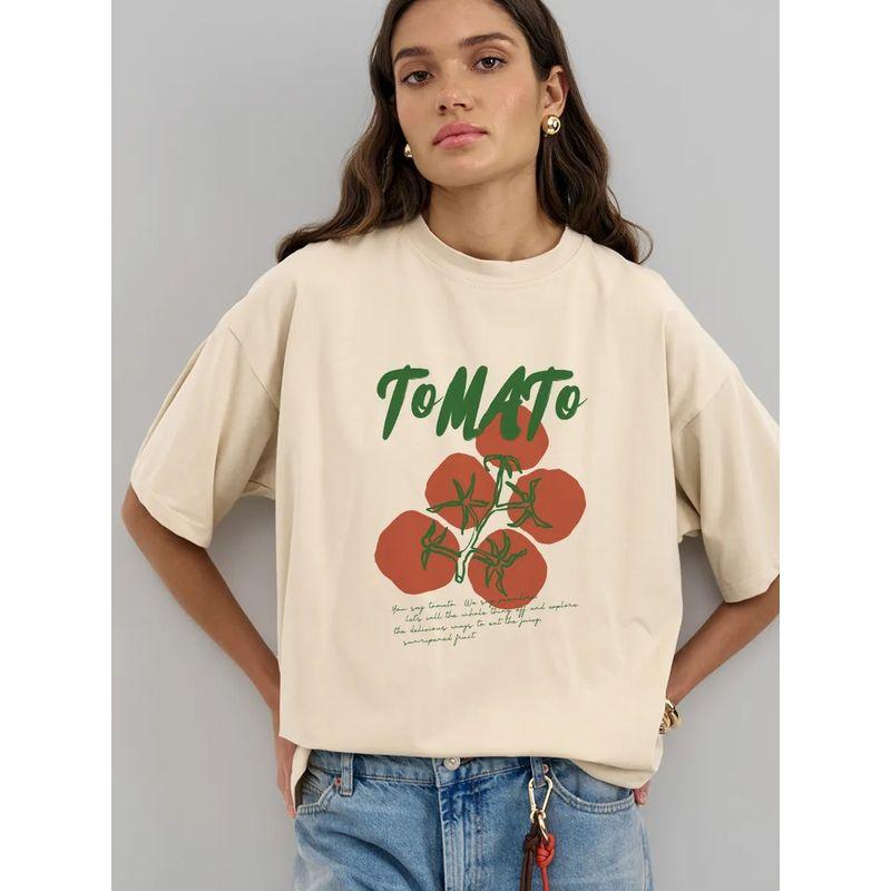 New Letter Printed T-Shirt Fashion Wind New Fashion Casual Loose round Neck Print T-shirt