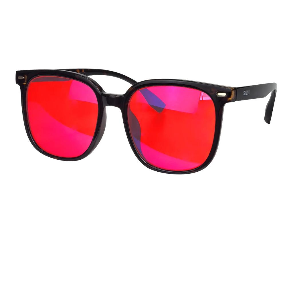 Orange Blaulichtblockierende Brille für Damen Großes Gesicht Rotes Glas Verbessert den Schlaf Linderung von Schlaflosigkeit 146mm