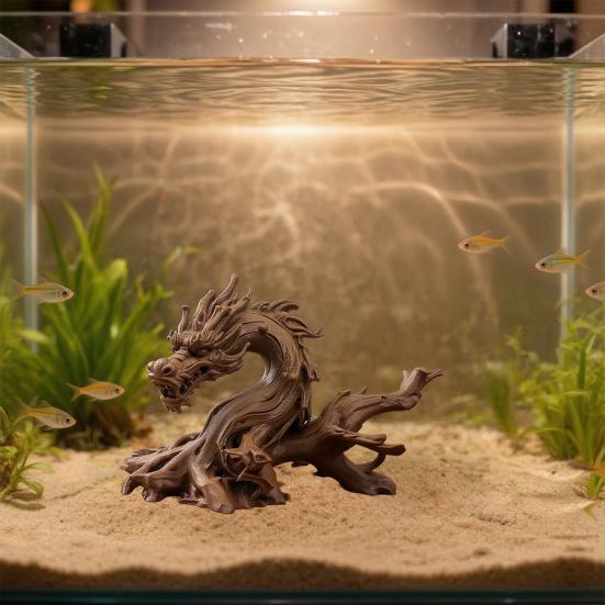 3D Printed Chinese Dragon Ornament, Dragon Fish Tank Decoration, Desktop Dragon Sculpture, Creative Dragon Figurine for Aquarium And Home Decor