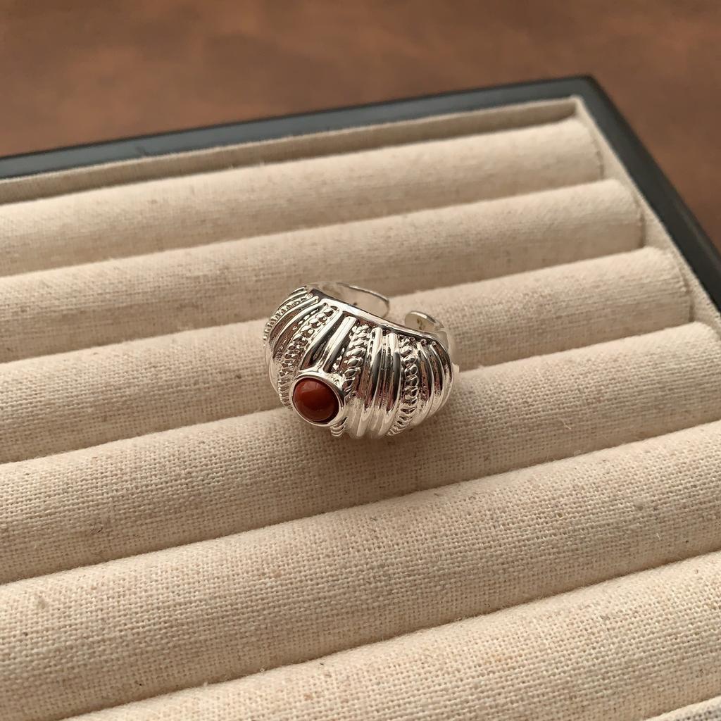 Welfare Cold Wind Resin Ring Zircon Ring Versatile Spiral Ring Fashionable Personality Women