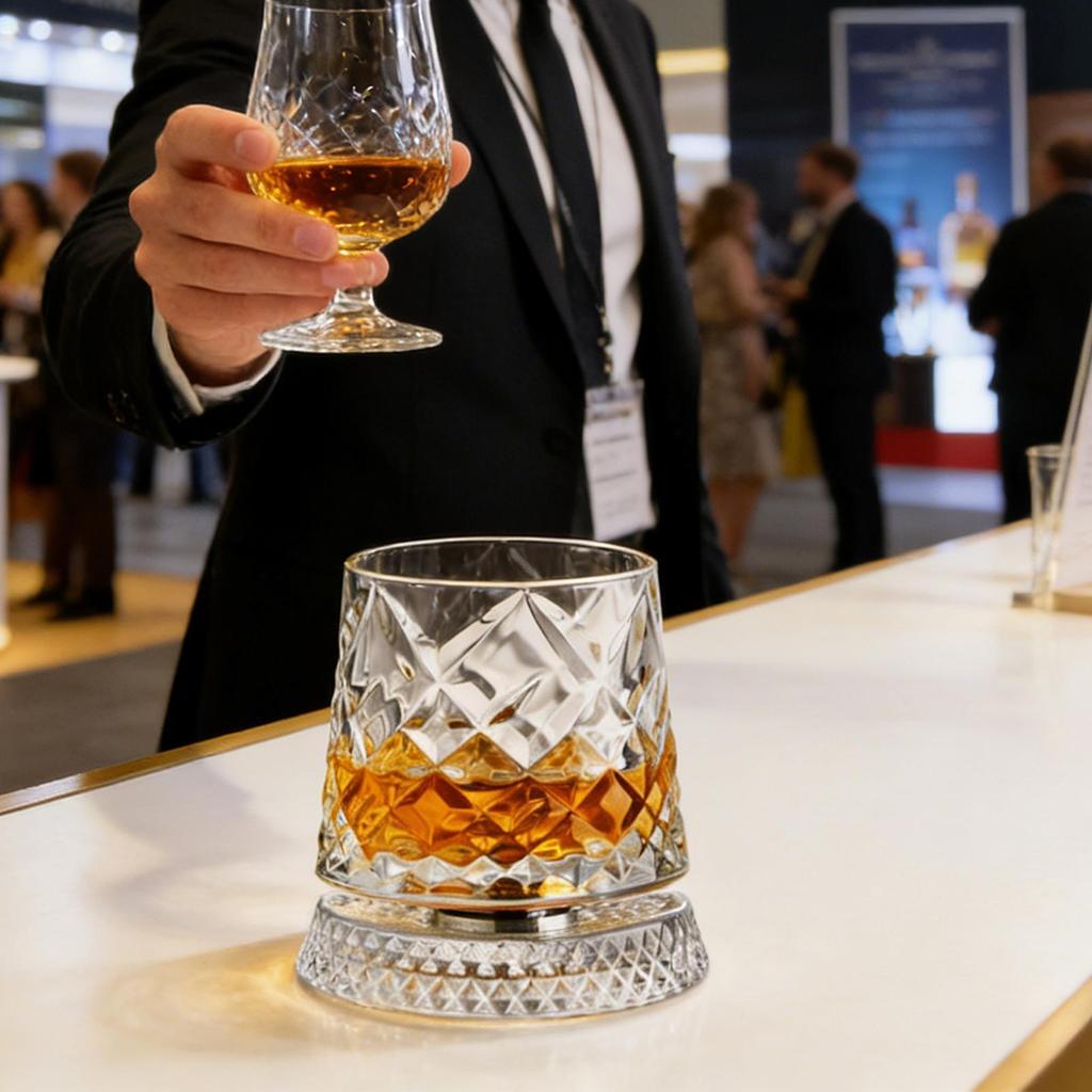 Tumbler Whiskey Glass With Base Whiskey Glasses Rotating Spinnings Wine Brandy Glass Cup Drinkware For Bar Home