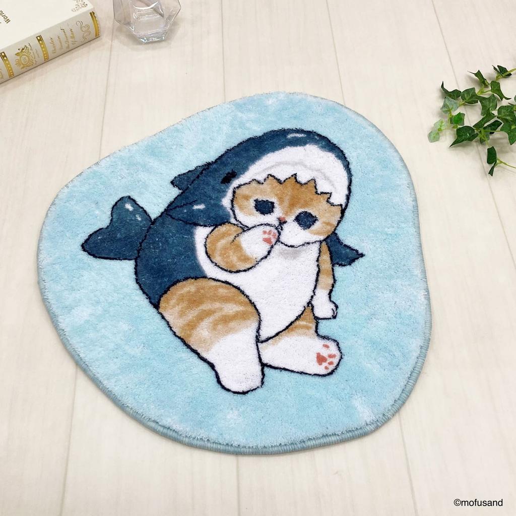 MORIPiLO Mofusand Shark Nyan Entrance 45cm Mofusand Morishita Makura Mat, Small, Cute, Approx. (Die-Cut, Gray), Merchandise, Character,