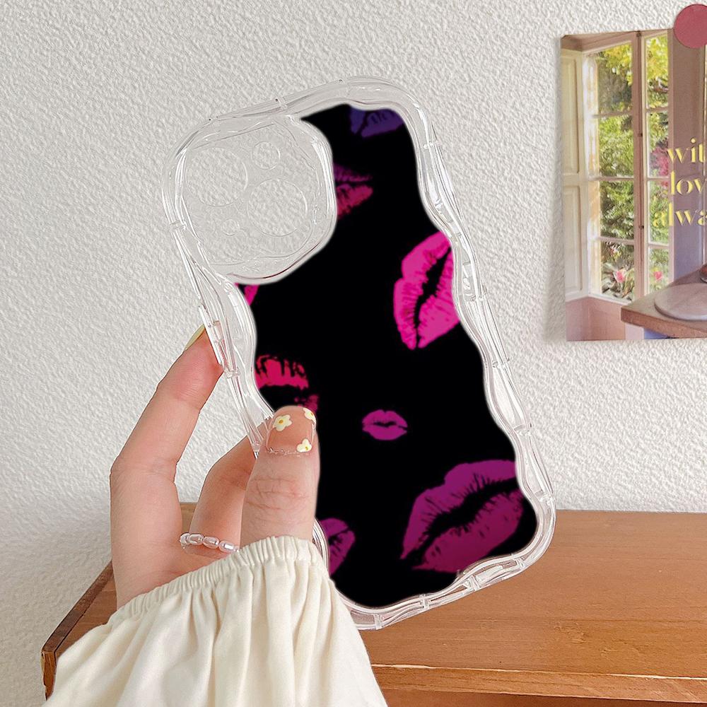 LZ19 Lips Kiss Art Clear Soft Wave Phone Cases for Samsung S24 S23 Ultra S20 FE A54 A14 A52s A51 S10 Huawei Honor 90 Protection Back Cover