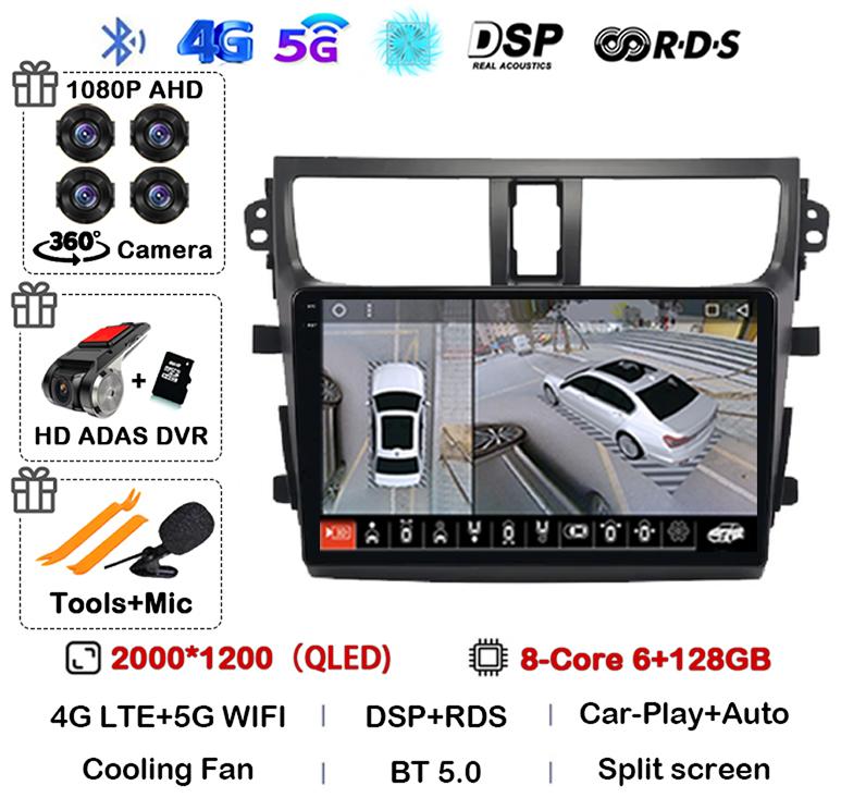 Android 14 Carplay Auto Car Radio For SUZUKI CELERIO/CULTUS 2015 2016 2017 4G WIFI Multimedia Video Player 360 Camera Stereo DSP