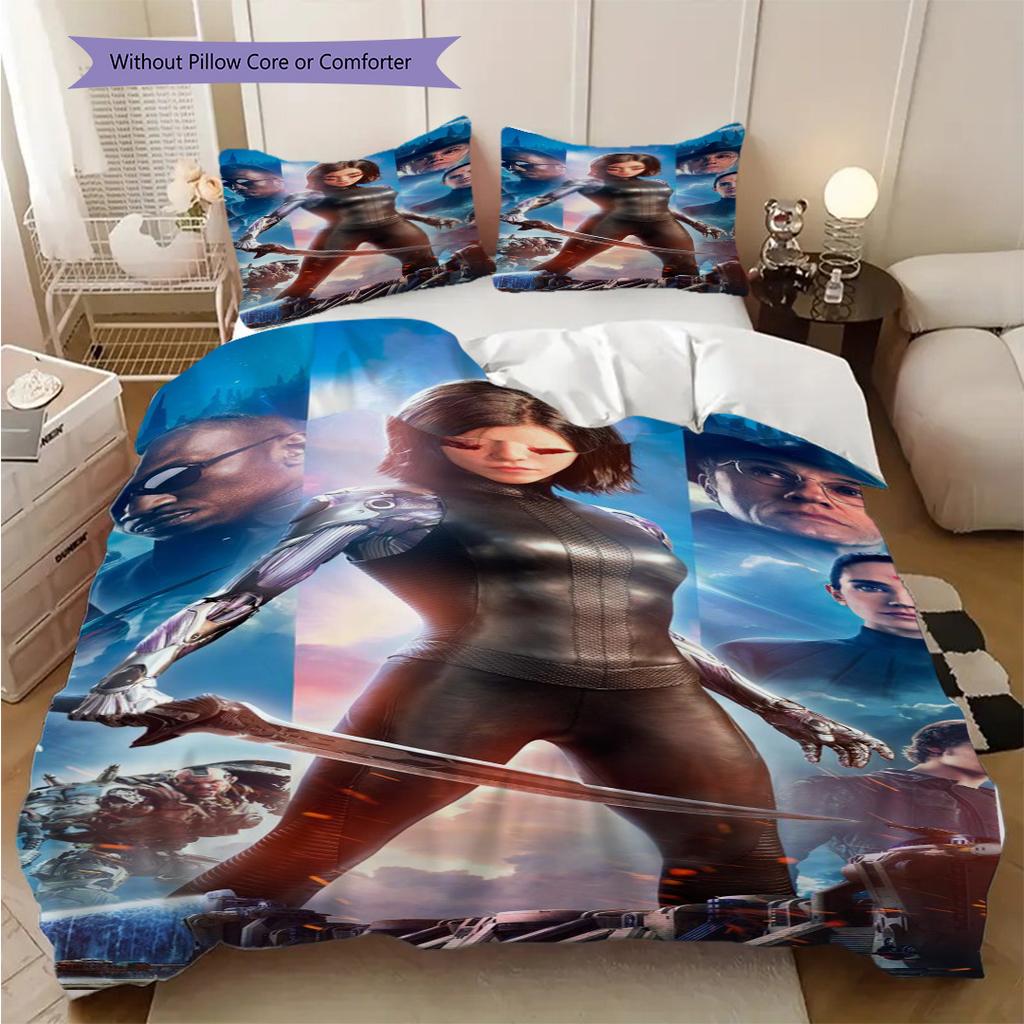 Future Warrior Alitas Battle Bedding (1 * duvet cover + 2 * pillowcase, without core) 2D Flat Soft and comfortable Duvet cover and pillowcase