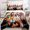 Demon Slayer's Japanese Carton Style Children's Print Beding Set with Soft Fabric Duvet Set Comfortable Bed Size Children's Girl Boy Gift