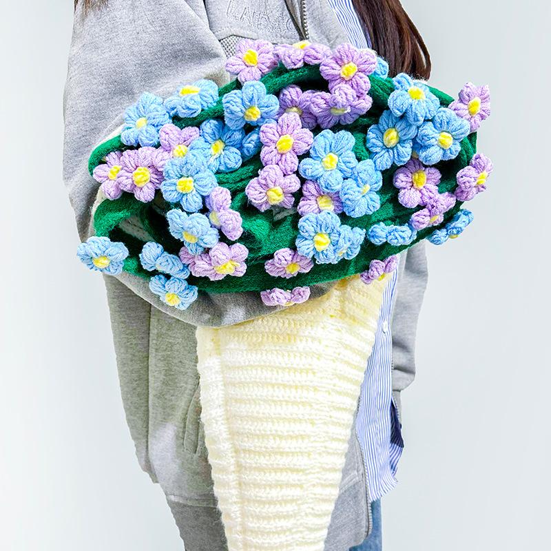 DIY Crocheted Blanket Finished Products Knitted Flower Bouquet Blankets Handmade Knitted Sofa Throw Blanket for Home Decor Gift