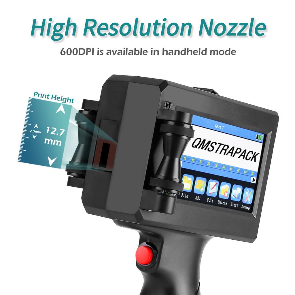 Handheld Inkjet Printer 12.7mm with Fast-Drying Ink for Text QR Barcode Batch Number Logo Date Label Printer