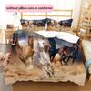 1PC Horse Bedding Quilt Set Quilt Cover Pillowcase Home Decoration Birthday Gift (1 * duvet cover + 2 * pillowcase, without core)