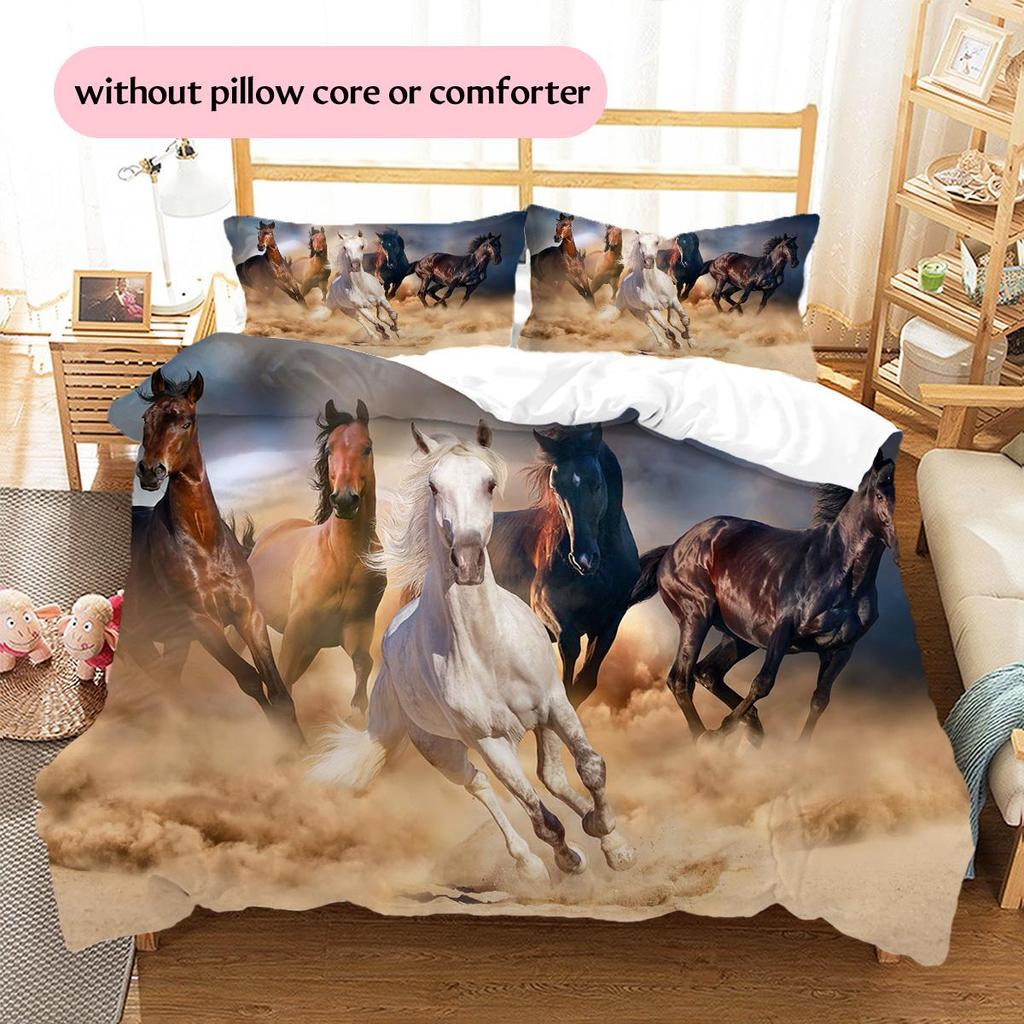 1PC Horse Bedding Quilt Set Quilt Cover Pillowcase Home Decoration Birthday Gift (1 * duvet cover + 2 * pillowcase, without core)