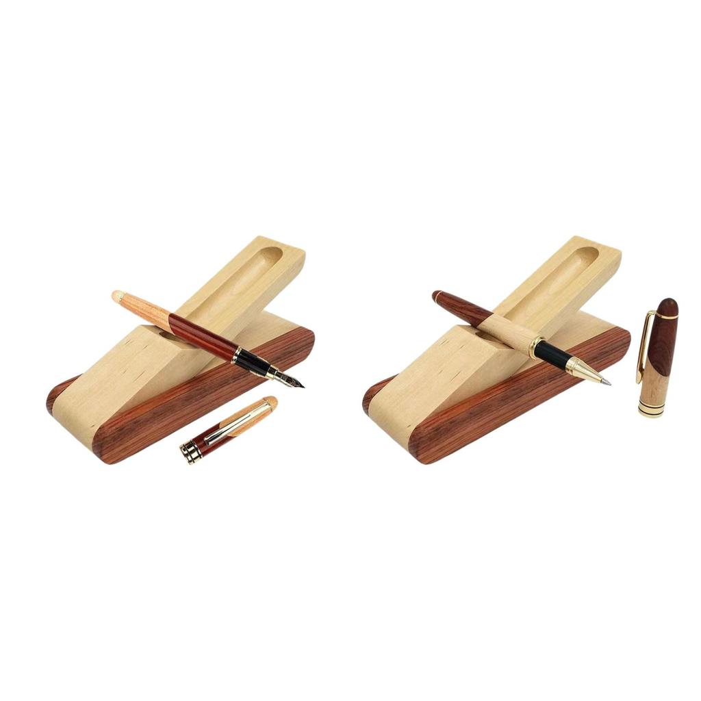 Pen Holder Pencil Case Wooden Office Supplies with Lid Portable Art Supply Pen Set Stationary Organizer for Home