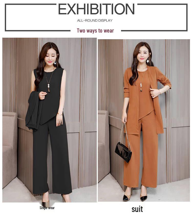 Spring & Autumn Loose Fit Three-Piece Plus Size Women's Fashion Suit